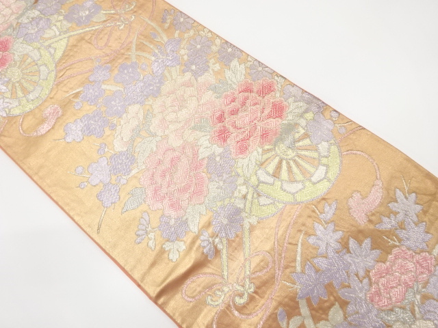 JAPANESE FUKURO OBI / WOVEN FLORAL CART